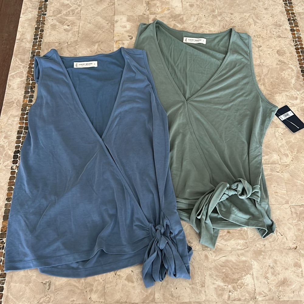 2 Lucky Brand Women's Sandwash Wrap Tanks Sleeveless Top 1 NWT/ 1 NWOT‎ Size M